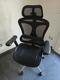 sedia ufficio reclinabile, con ruote, traspirante