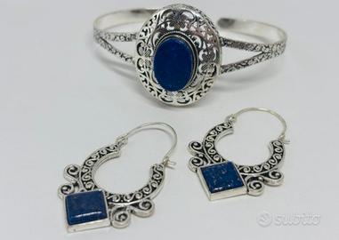 Parure di gioielli vintage in Argento 925 e Lapisl