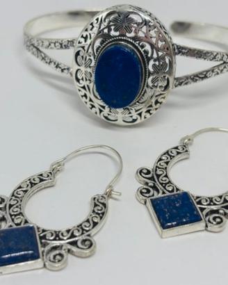 Parure di gioielli vintage in Argento 925 e Lapisl