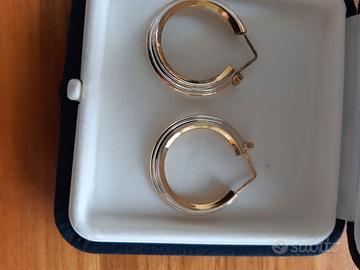 orecchini in argento placcato oro bicolore