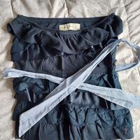 Top senza spalline blu con cinturina