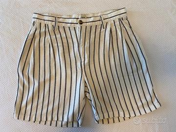 Bermuda donna ecrù righe nere 100% cotone Taglia L