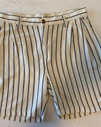 Bermuda donna ecrù righe nere 100% cotone Taglia L
