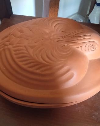 rostiera tegame con coperchio in terracotta nuovo 