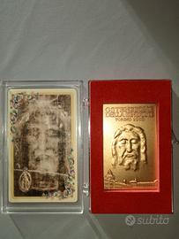 Carta di bronzo placcata d'oro Sindone2010