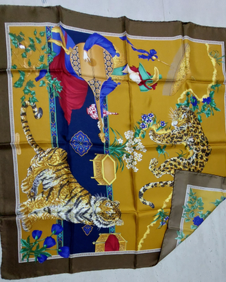Foulard seta Ferragamo con tigri, nuovo