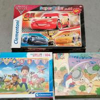 3 puzzle da 104  e 60 pezzi Paw Patrol - Cars