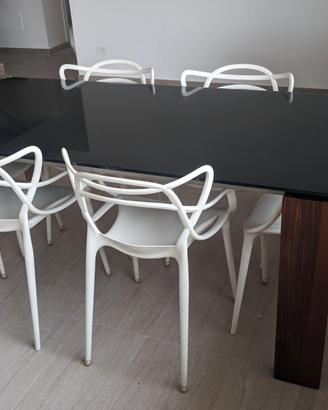 Tavolo design legno e vetro temperato nero