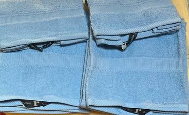 Doppio set (2+2) asciugamani celesti, nuovi