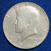 Moneta Half Dollar Liberty in argento del 1968