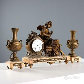 Trittico da Camino in Marmo e Antimonio Dorato