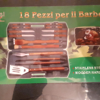 Set barbecue 18 pezzi acciao e legno NUOVO
