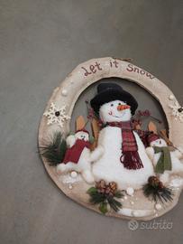 Ghirlanda Natalizia Per Porta Pupazzo Di Neve.