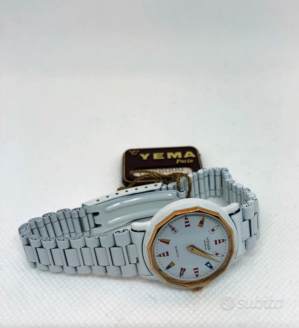 Yema Paris orologio donna vintage metallo bianco v Abbigliamento