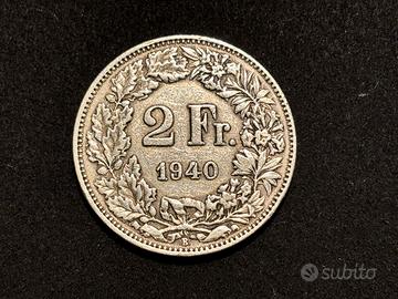 Moneta Argento 2 Franchi Svizzera