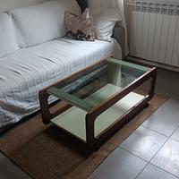 tavolino  da salotto anni '50 con cristallo fumé 