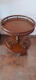 Carrello Bar Vintage in Legno con Portabottiglie