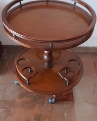 Carrello Bar Vintage in Legno con Portabottiglie