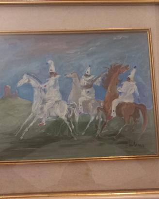 dipinto Pulcinella a Cavallo di Eliseo Salino