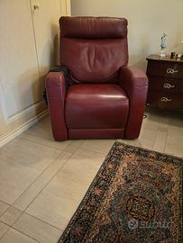 Poltrona relax pelle bordeaux 