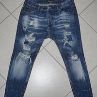 Jeans Blu Strappato Uomo