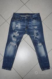 Jeans Blu Strappato Uomo