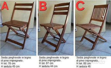 sedie pieghevoli per giardino e terrazzo in legno