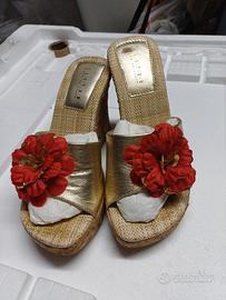 Estro' scarpe a ciabatta donna con zeppa