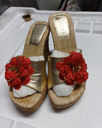 Estro' scarpe a ciabatta donna con zeppa