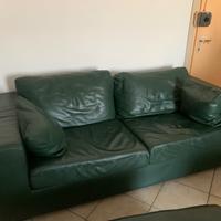 Divano Donà vera pelle verde scuro