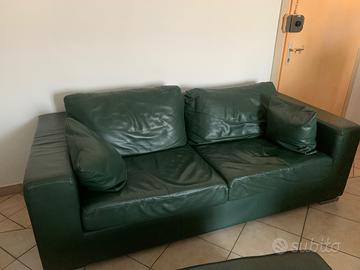 Divano Donà vera pelle verde scuro