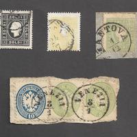 Francobolli lombardo veneto con affrancatura bicol