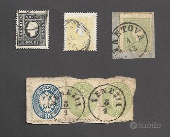 Francobolli lombardo veneto con affrancatura bicol