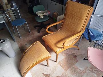Chaise Longue  Poggiapiedi Midollino Legno Curvato