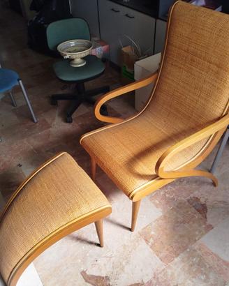 Chaise Longue  Poggiapiedi Midollino Legno Curvato