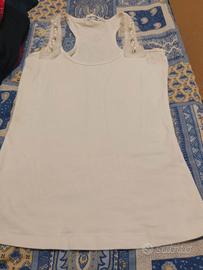 top bianco con perline 