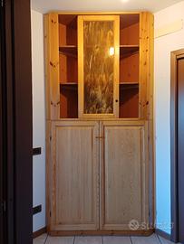 Armadio Angolare 2 Ante con Vetrina e Guardaroba