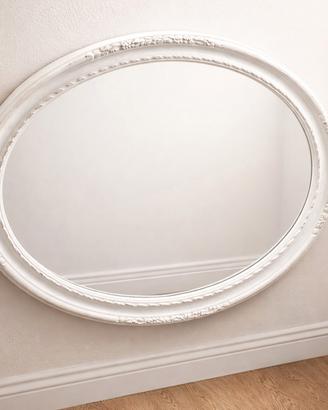 Biscottini specchio parete legno finitura bianca 