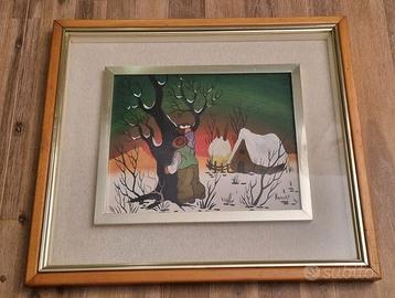 quadro naif karisky dipinto olio su tela 1979 ex j