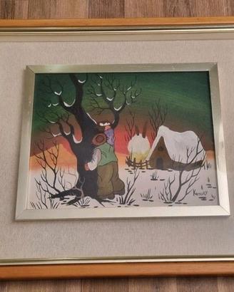 quadro naif karisky dipinto olio su tela 1979 ex j