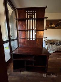 Credenza/Libreria in legno massello stile etnico