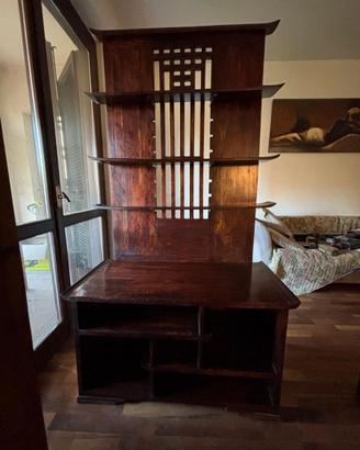 Credenza/Libreria in legno massello stile etnico
