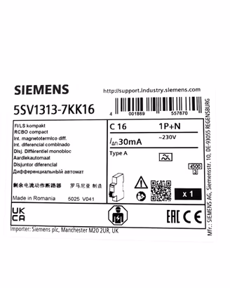 Interruttore Siemens 16 A
