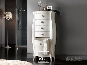 Cassettiera bianca madreperla con ribalta.