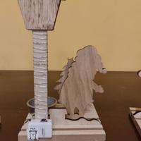 porta candela in legno con babbo natale 