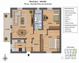 Trilocale arredato ad Arcore a 600 euro