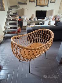 Culla Bermbach in rattan intrecciato a mano