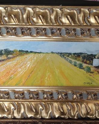 Quadro cornice pittura paesaggio misura 29 x 50