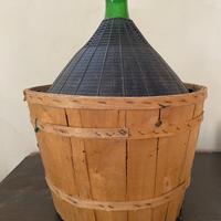 Damigiana vintage 54L con cesto legno per arredo