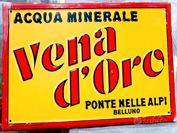 INSEGNA TABELLA TARGA ACQUA MINERALE ORIGINALE '50